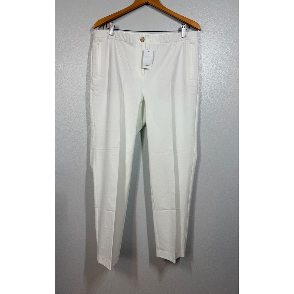 J.Jill Pants Women 16 White Wearever Pull‎ On Cotton Blend Stretch NEW WITH TAGS